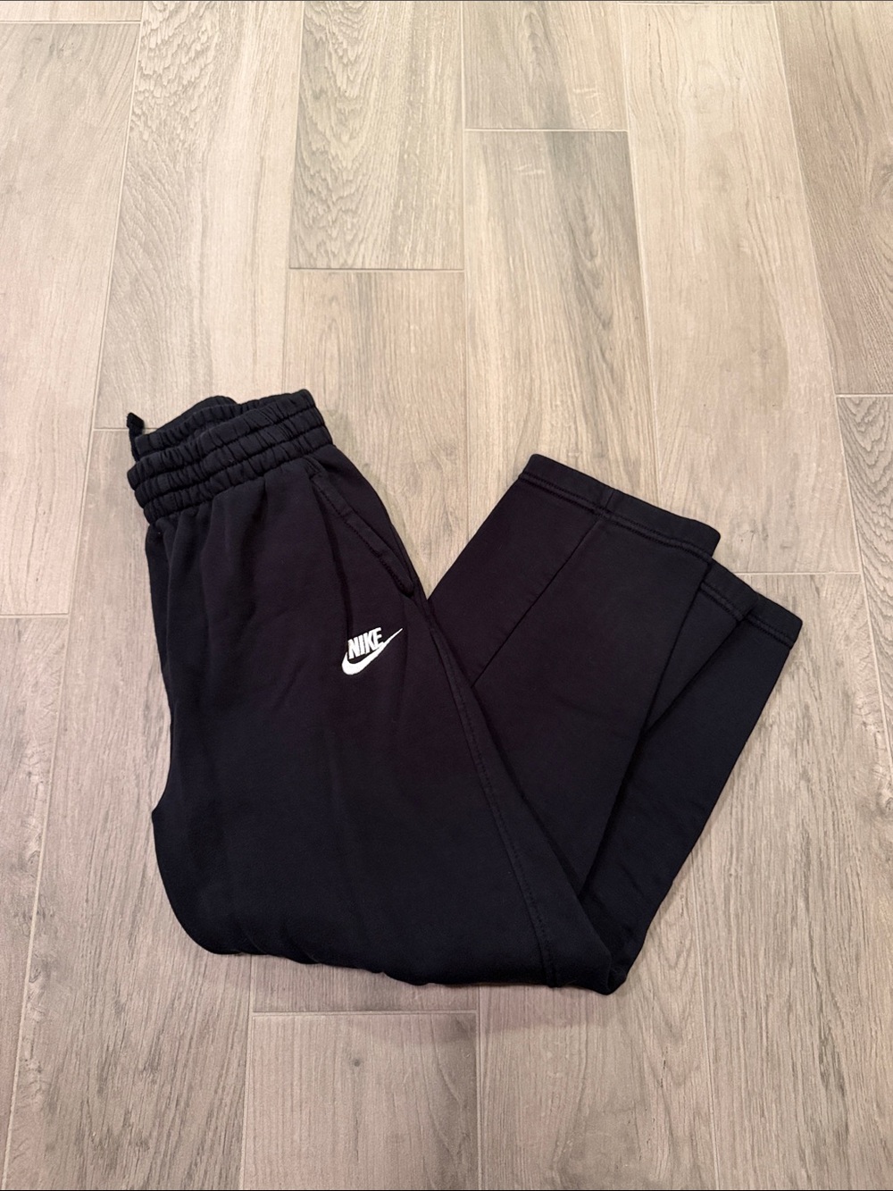 Nike Kids Black Sweat Joggers with White Swoosh Size M